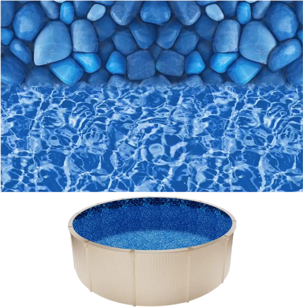 VEVOR 15ft Pool Liner, Round Overlap Swimming Pool Liner for 54 in Wall Height, Premium Vinyl, Easy Install with Leak-Proof Patches, Designed for Steel Sided Above-Ground,Outdoor, Boulder Swirl