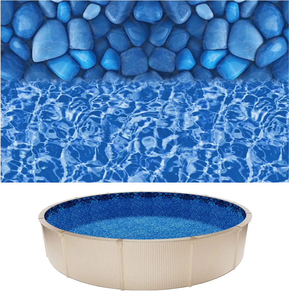 VEVOR 24ft Pool Liner, Round UniBead Swimming Pool Liner for 52 in Wall Height, Premium Vinyl, Easy Install with Leak-Proof Patches, Designed for Steel Sided Above-Ground,Outdoor, Boulder Swirl