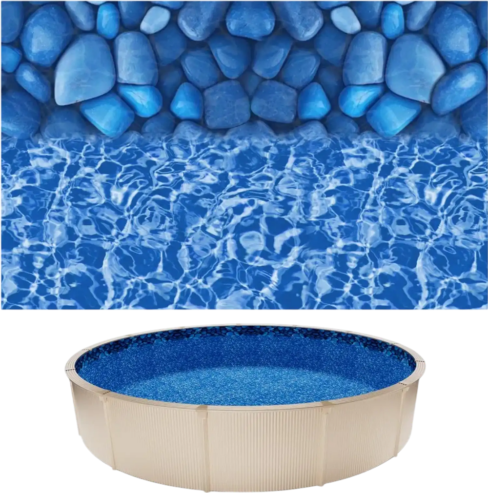 VEVOR 24ft Pool Liner, Round Overlap Swimming Pool Liner for 52 in Wall Height, Premium Vinyl, Easy Install with Leak-Proof Patches, Designed for Steel Sided Above-Ground,Outdoor, Boulder Swirl