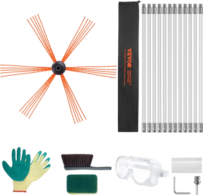 Vevor Chimney Sweep Kit 39' Flexible Rod Fireplace Cleaning Brush New