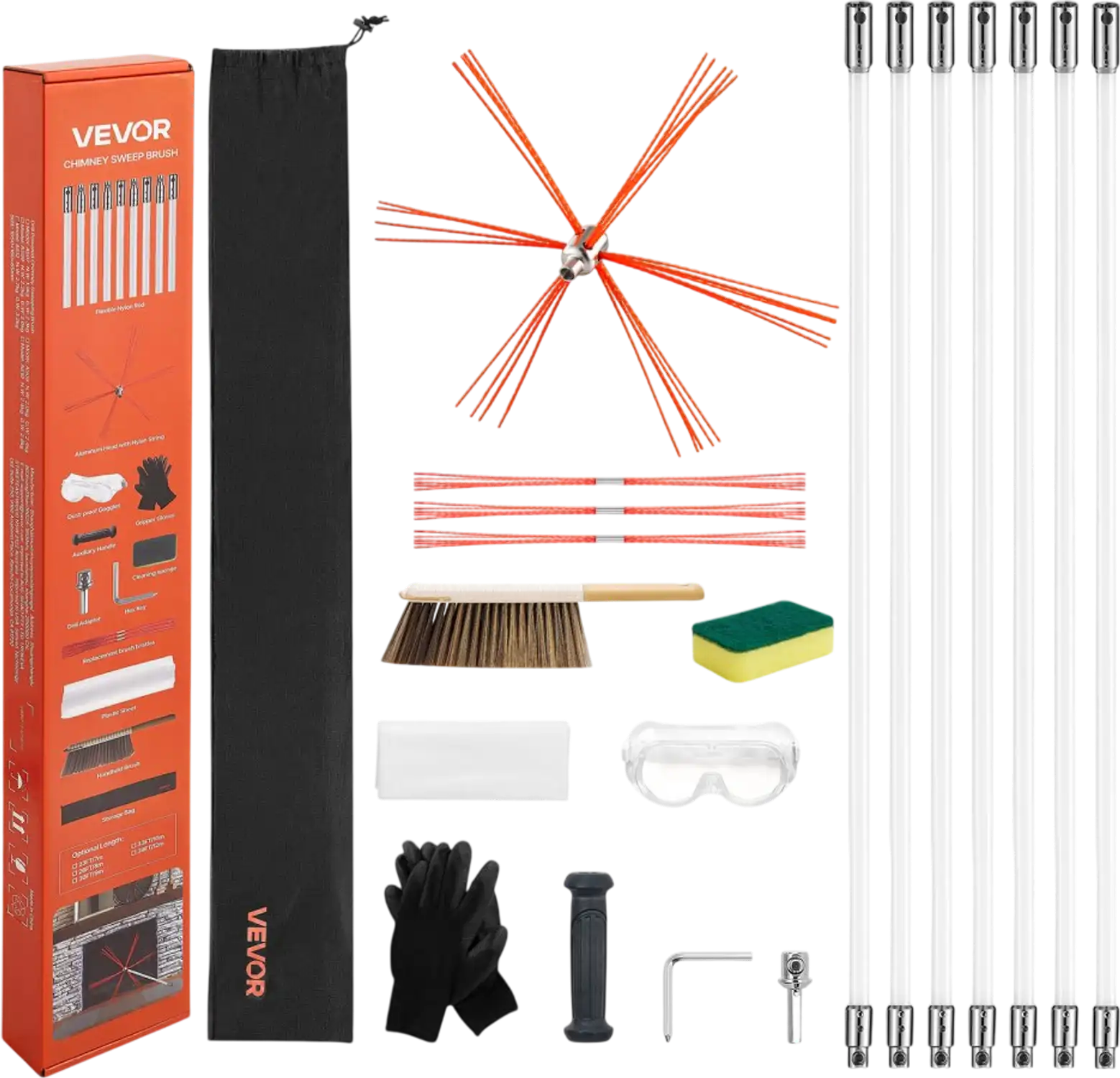 Vevor Chimney Sweep Kit 23' Extendable Fireplace Cleaning Tool New