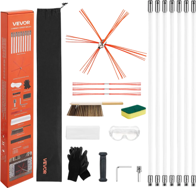 Vevor Chimney Sweep Kit 23' Extendable Fireplace Cleaning Tool New