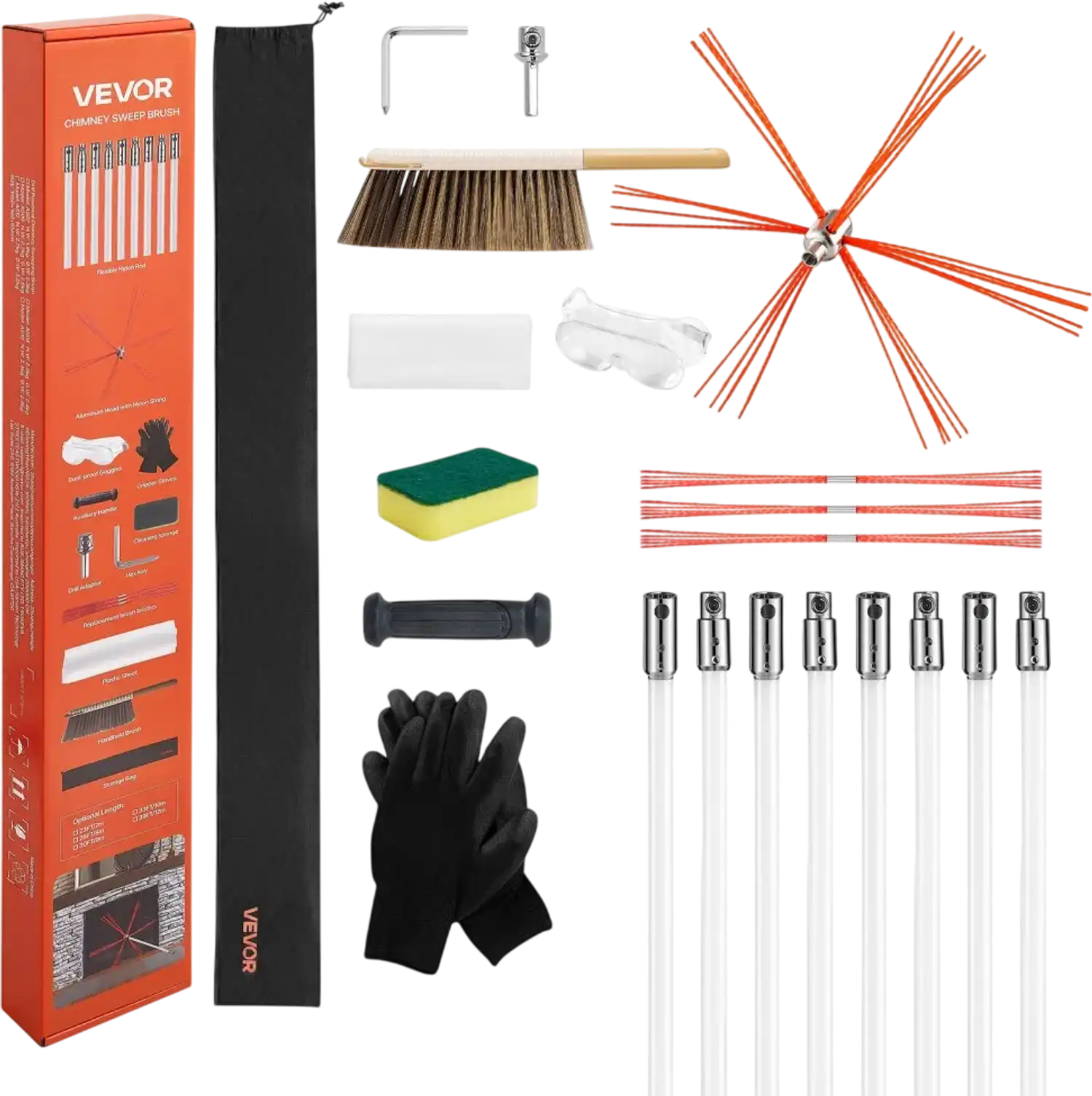 Vevor Chimney Sweep Kit 26' Extendable Fireplace Cleaning Tool New