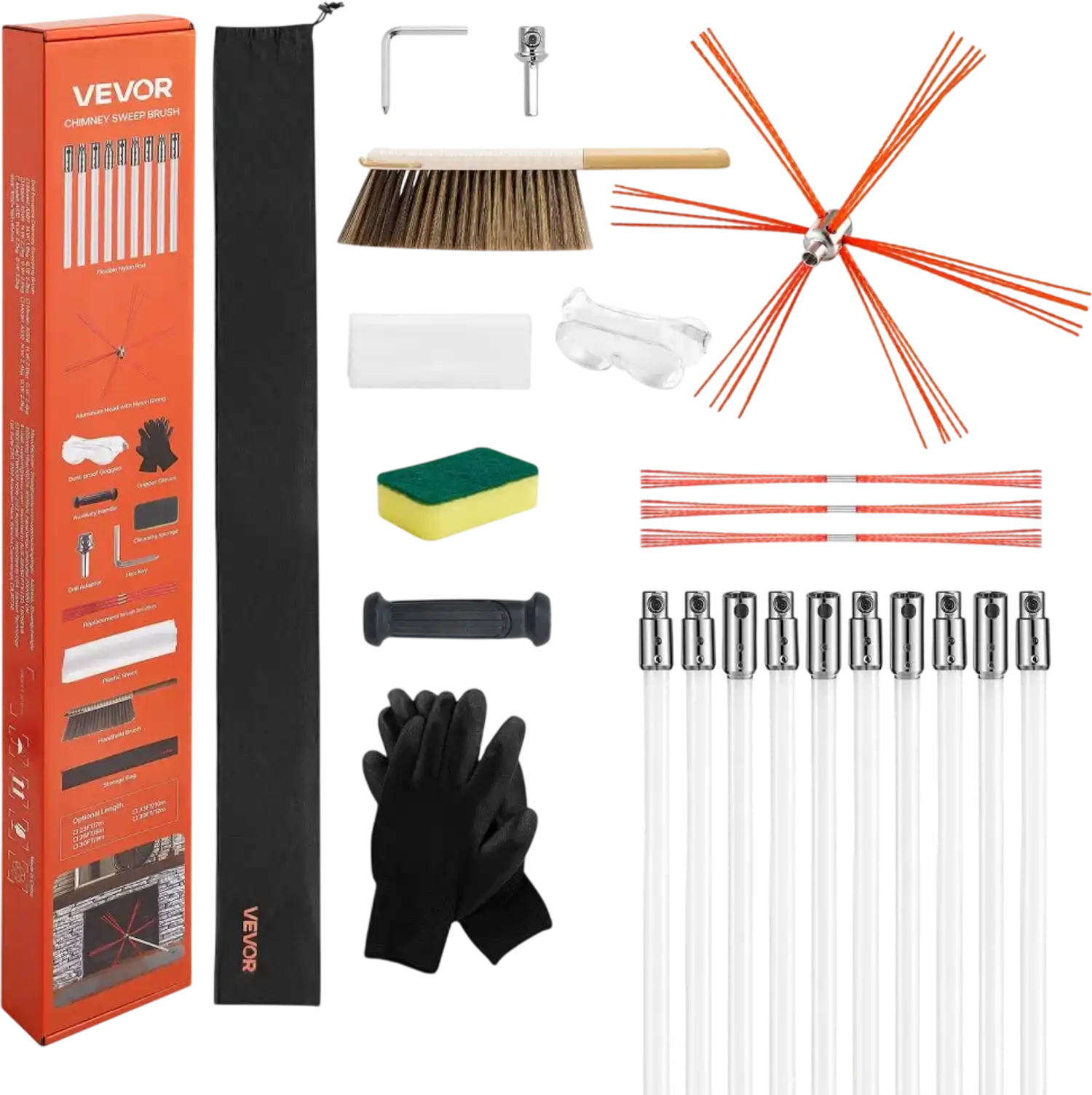 Vevor Chimney Sweep Kit 33' Bendable Fireplace Cleaning Tool New
