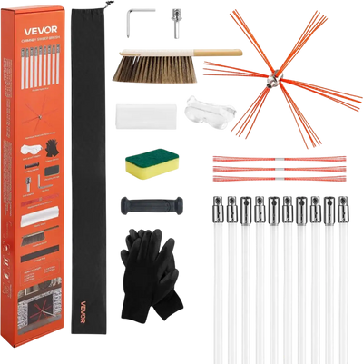 Vevor Chimney Sweep Kit 33' Bendable Fireplace Cleaning Tool New