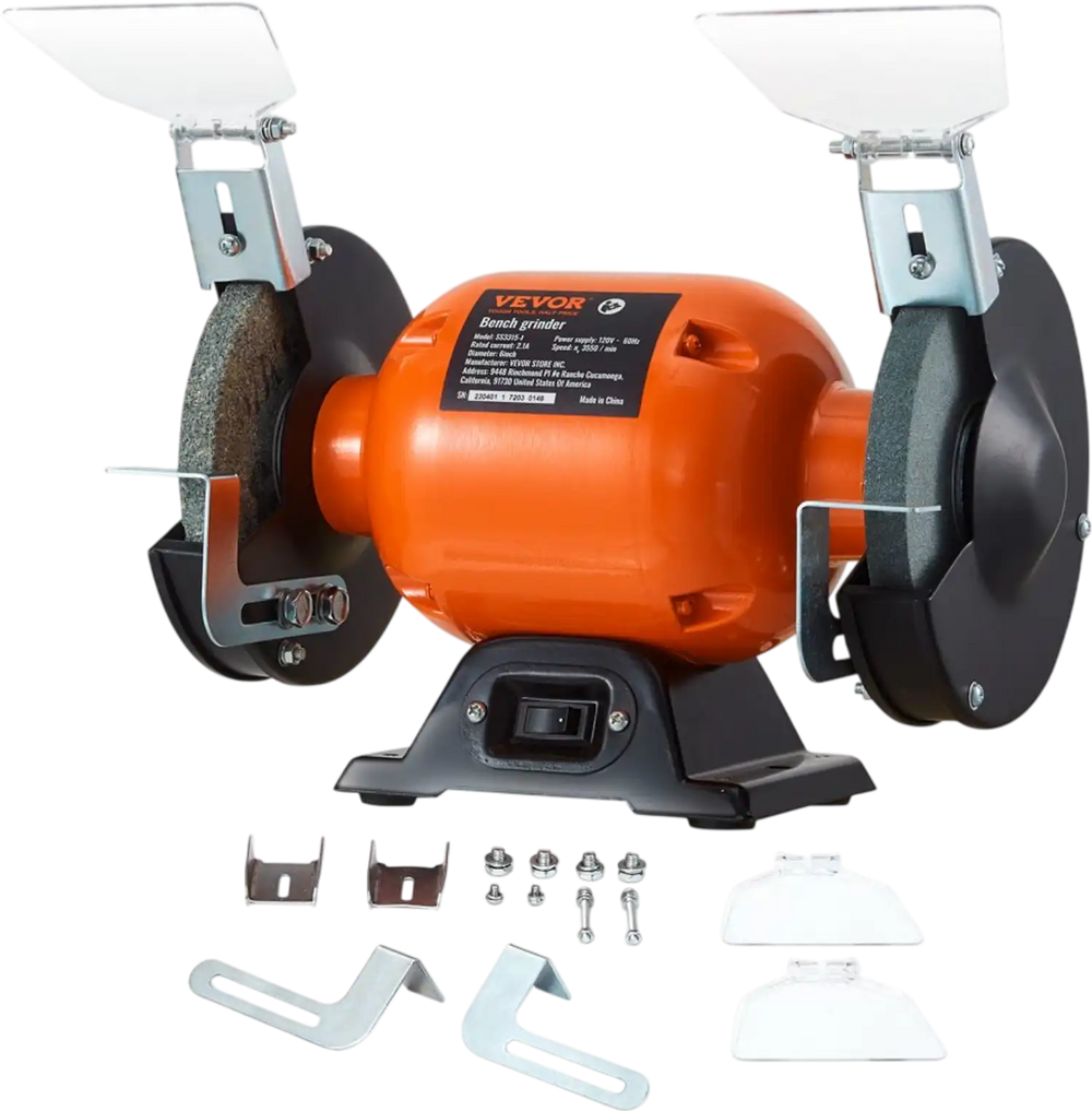 VEVOR Bench Grinder, 6 inch Single Speed Bench Grinder with 2.1A Brushless Motor 3550 RPM Table Grinder with 36/80-Grit Grinding Wheels for Grinding, Sharpening Application