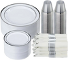 VEVOR Plastic Disposable Plates, 350 Pcs Plastic Dinnerware Set, Include 50 Dinner Plates, 50 Dessert Plates, 50 Pre-Rolled Napkins, 50 Forks, 50 Knives, 50 Spoons, and 50 Cups, for Party and Wedding