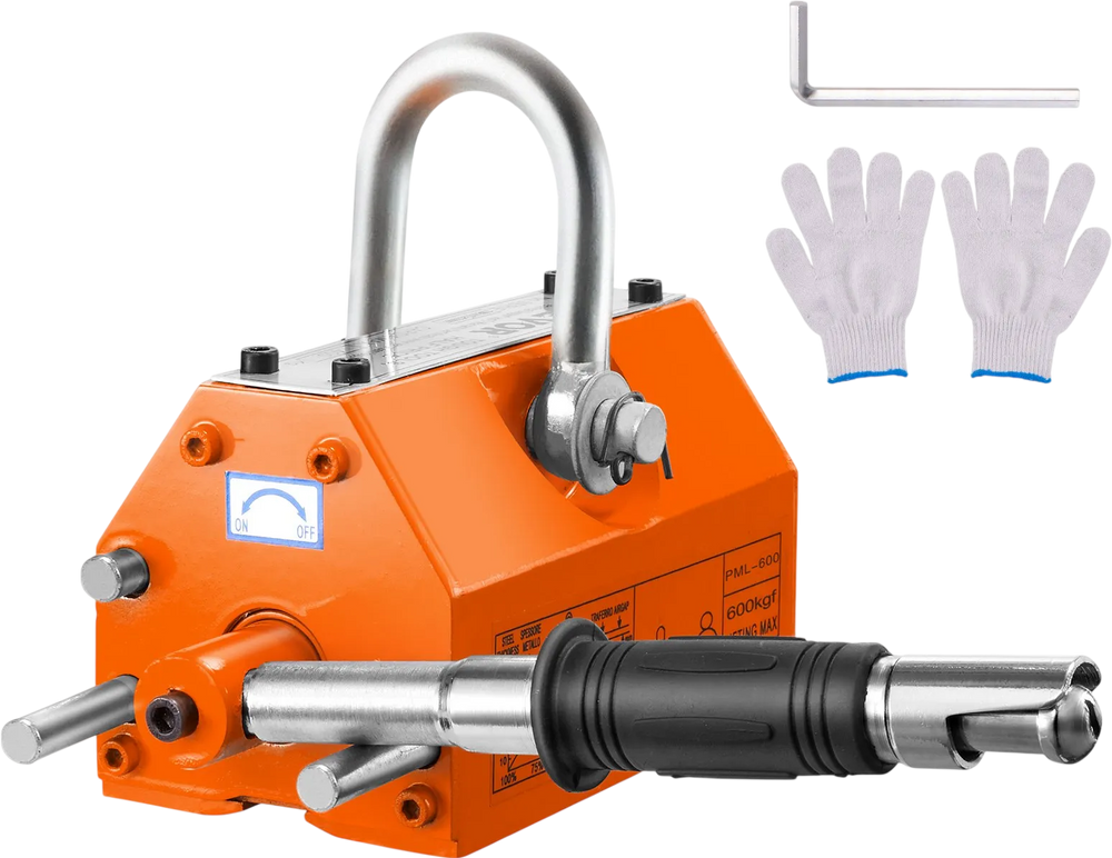 VEVOR Magnetic Lifter, 1320 lbs/600kg Pulling Capacity, 2.5 Safety Factor, Steel and Neodymium, Lifting Magnet with Release, Permanent Lift Magnets, Heavy Duty Magnet for Hoist, Block, Shop Crane