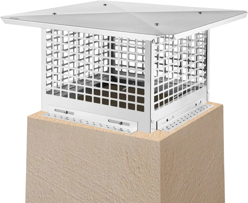 VEVOR Chimney Cap, 13\" x 13\" Flue Caps, 304 Stainless Steel Fireplace Chimney Cover, Adjustable Metal Spark Arrestor with Bolts Screws, Mesh Chimney Flue Cover for Outside Existing Clay Flue Tile