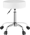 VEVOR Rolling Stool with Wheels, 450 LBS Weight Capacity Round Rolling Stool Chair, Height Adjustable Thickened PU Leather Swivel Stool for Salon, Spa, Massage, Tattoo, Clinic, White