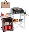 VEVOR Outdoor 2-Tier Kitchen with Zippered Bag, Portable Folding Cook Table for BBQ, Party and Camping, Brown