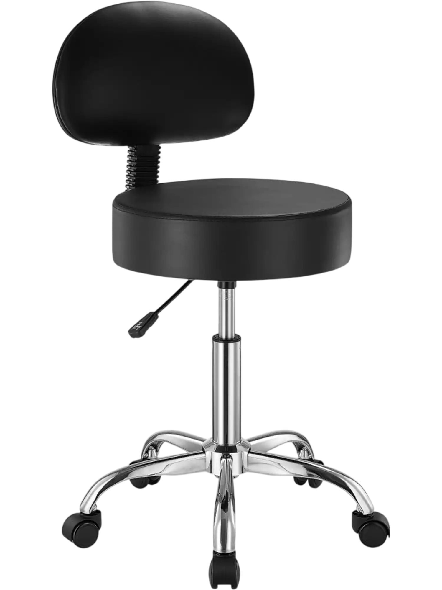 Vevor Rolling Stool Round Swivel Stool with Backrest Black New