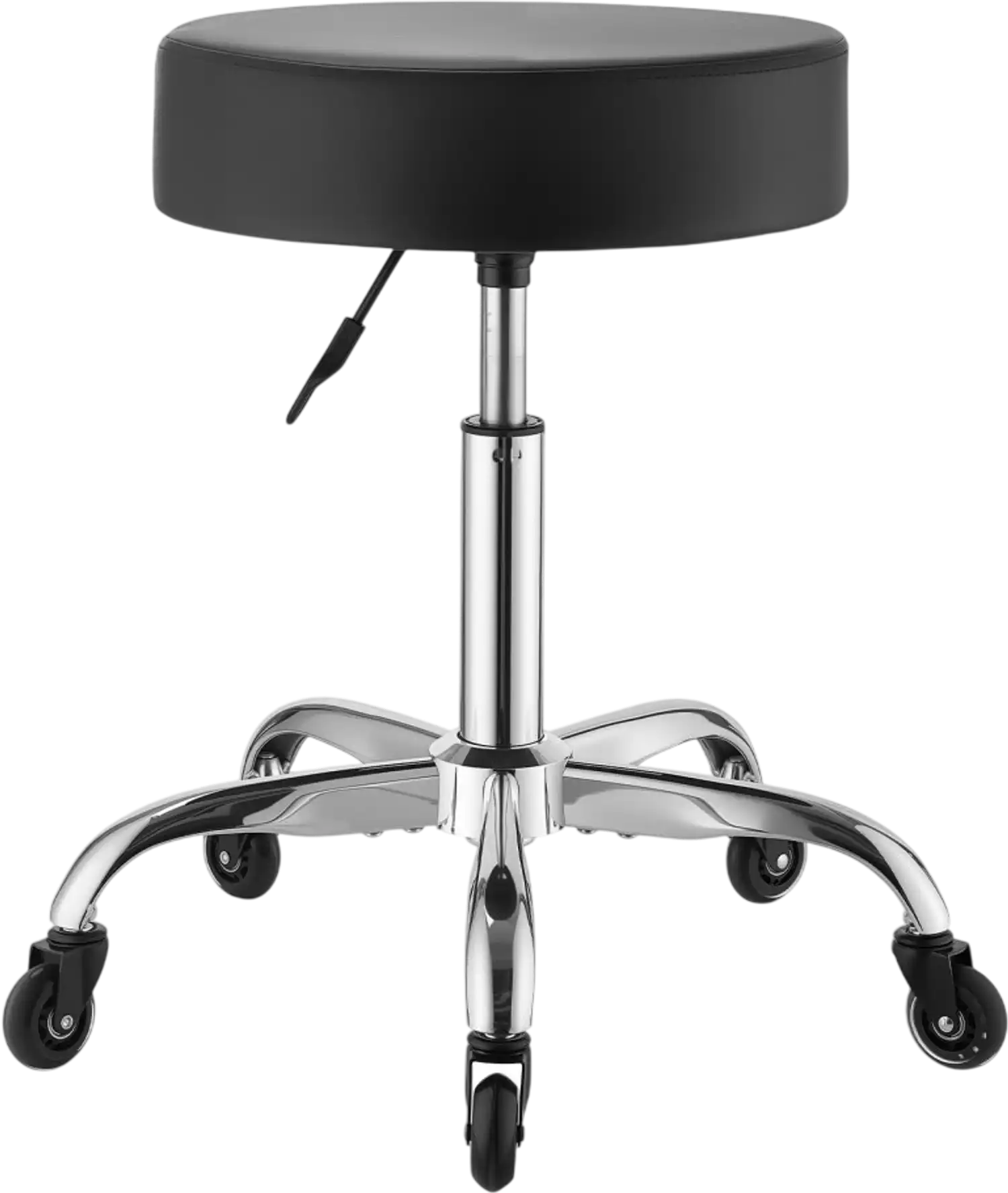 Vevor Rolling Stool Height Adjustable 360° Swivel Round Chair Black New