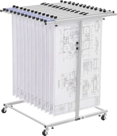 Vevor Blueprint Storage Rack Mobile Adjustable Vertical Drawing Organizer with Wheels New