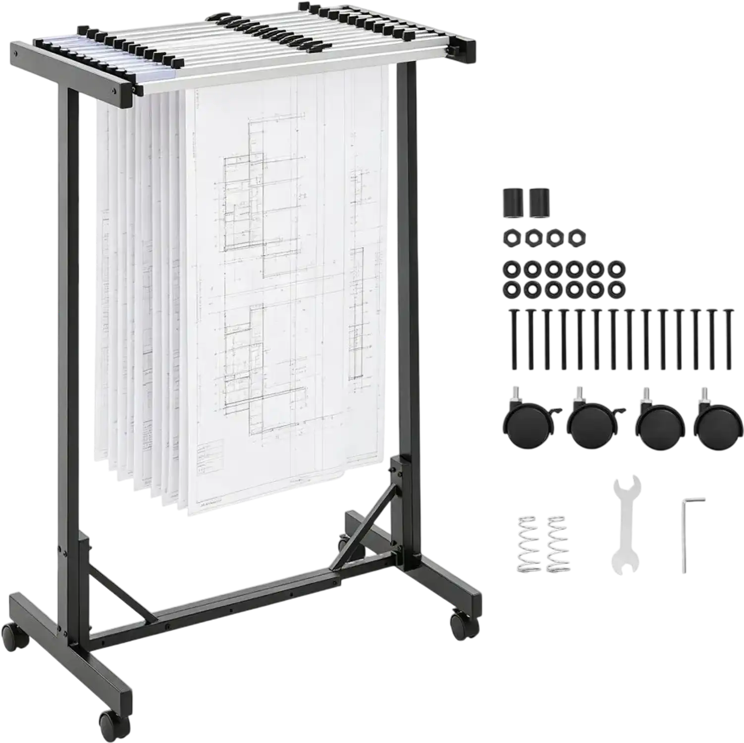Vevor Blueprint Storage Rack Mobile Adjustable Holder with 12 30