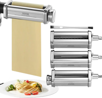 VEVOR Pasta Attachment for KitchenAid Stand Mixer, Stainless Steel Pasta Roller Cutter Set Including Pasta Sheet Roller, Spaghetti and Fettuccine Cutter, 8 Adjustable Thickness Knob Pasta Maker, 3Pcs