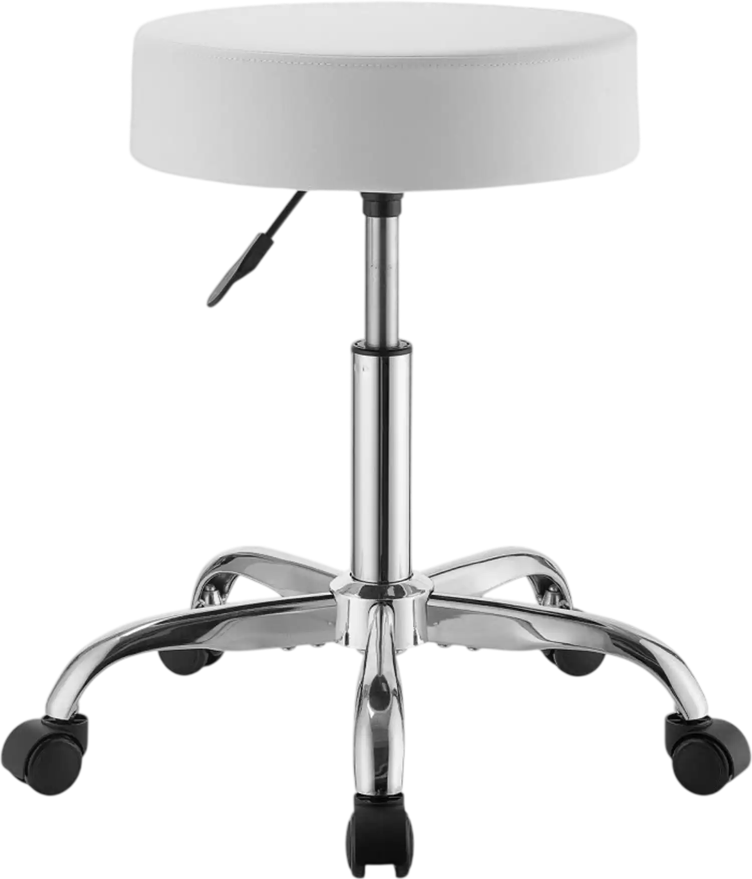 Vevor Rolling Stool Height Adjustable 360° Swivel PU Leather Seat White New