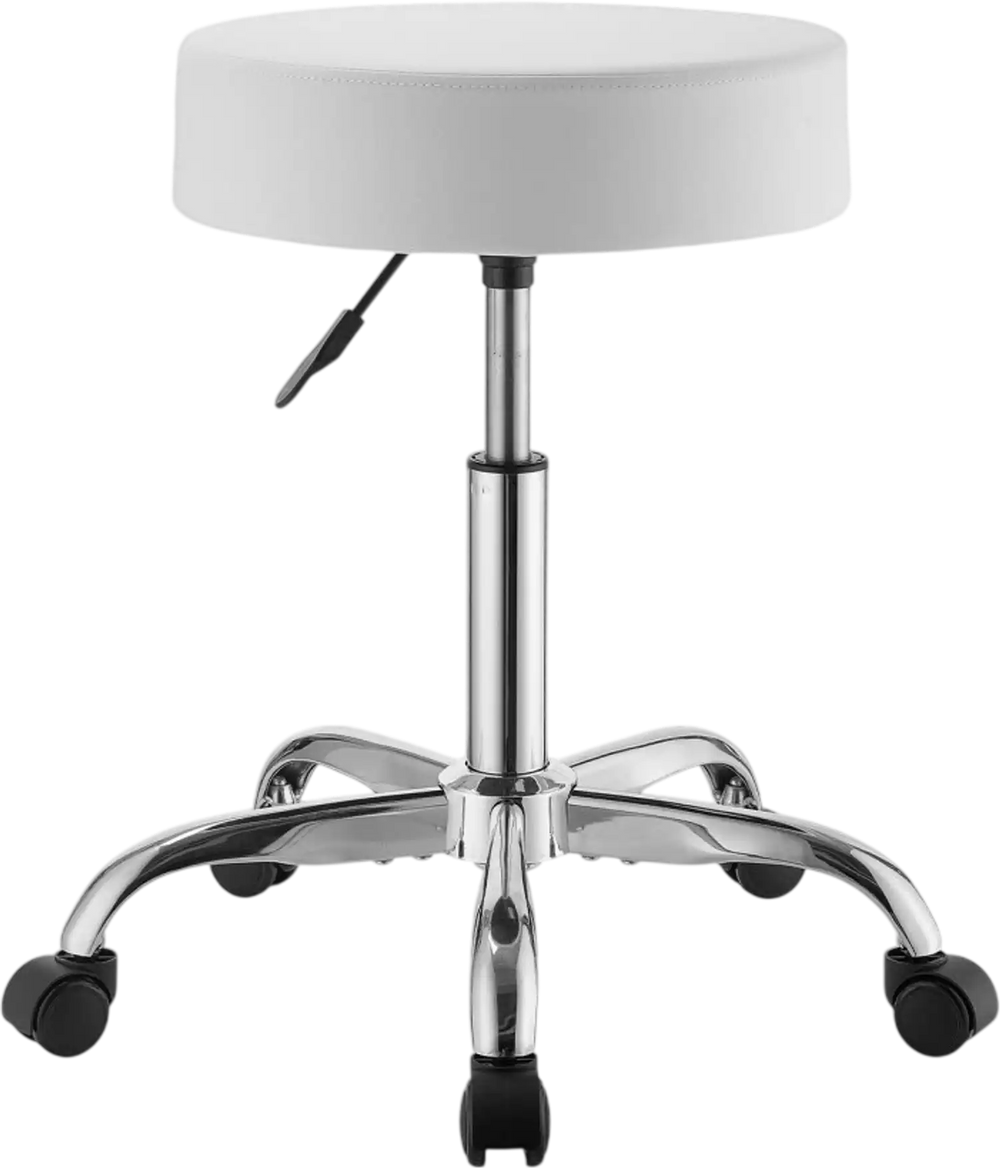 VEVOR Rolling Stool with Wheels, 500 lbs Weight Capacity, Height Adjustable, Thick Cushion Ergonomic PU Leather Seat, 360° Swivel Round Rolling Stool Chair for Salon, Spa, Clinic, Medical, White