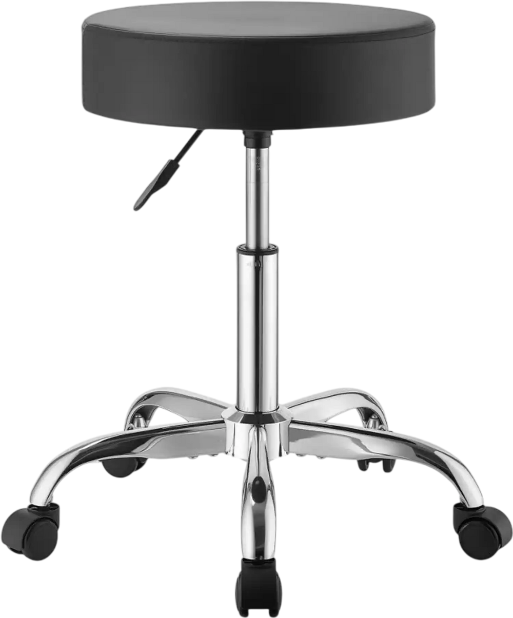 VEVOR Rolling Stool with Wheels, 500 lbs Weight Capacity, Height Adjustable, Thick Cushion Ergonomic PU Leather Seat, 360° Swivel Round Rolling Stool Chair for Salon, Spa, Clinic, Medical, Black