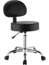 VEVOR Rolling Stool with Back Support, 500 lbs Weight Capacity, Height Adjustable, Thick Cushion Ergonomic PU Leather Seat, 360° Swivel Round Rolling Stool Chair for Salon, Clinic, Medical, Black