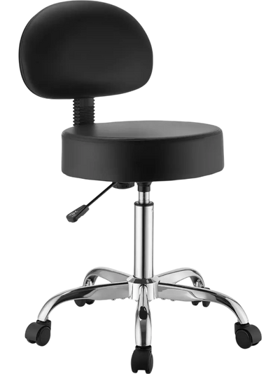 Vevor Rolling Stool Height Adjustable Ergonomic Swivel Chair with Back Support Black New