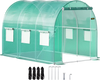 VEVOR Walk-in Tunnel Greenhouse, 9.8 x 6.6 x 6.6 ft Portable Plant Hot House with Galvanized Steel Hoops, 1 Top Beam, Diagonal Poles, Zippered Door & 6 Roll-up Windows, Green