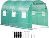 VEVOR 12 x 7 x 7 ft Walk-in Tunnel Greenhouse, Portable Plant Hot House with Galvanized Steel Hoops, 1 Top Beams, 2 Diagonal Poles, 1 Zippered Door & 6 Roll-up Windows, Green