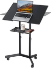 VEVOR Podium Stand, Adjustable Height Steel Lectern Mobile Laptop Desk, for Schools, Churches and Events, 40-49 inch, Portable Presentation Lectern Stand with 0-30° Tilt Top and 2-Position Shelf