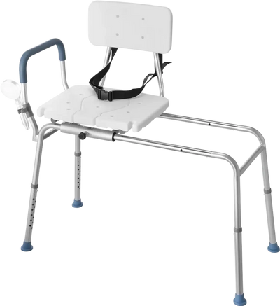 VEVOR Sliding Shower Chair, 400 lbs Capacity Tub Transfer Bench for Bathtub, Heavy Duty Shower Bench with Arms and Backrest, Height Adjustable Seat for Handicap, Adults, Seniors, Elderly and Disabled