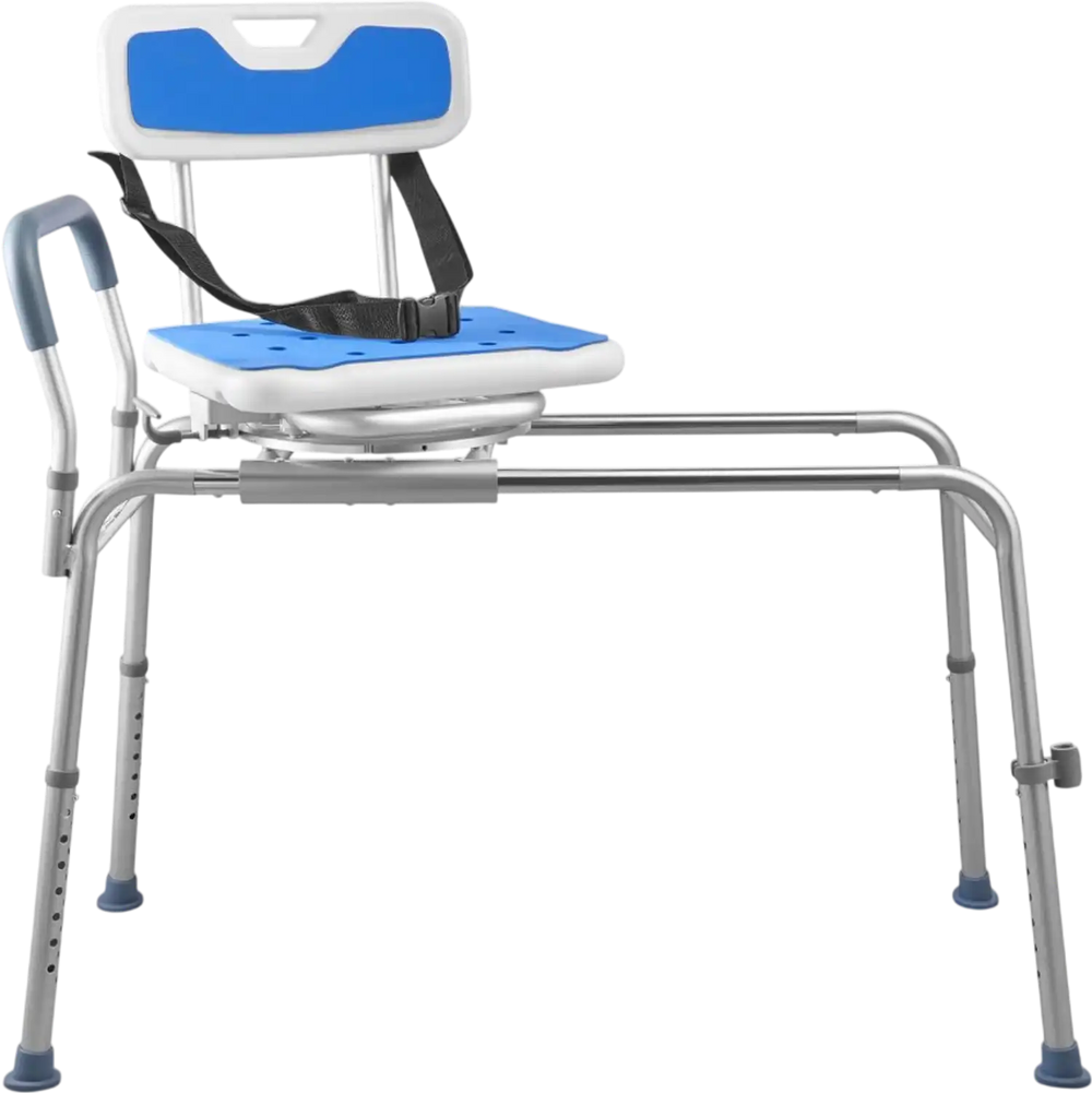 VEVOR Sliding Shower Chair, 400 lbs Tub Transfer Bench for Bathtub with Swivel Seat, Padded Shower Bench with Arms and Backrest, Height Adjustable for Handicap, Adults, Seniors, Elderly and Disabled