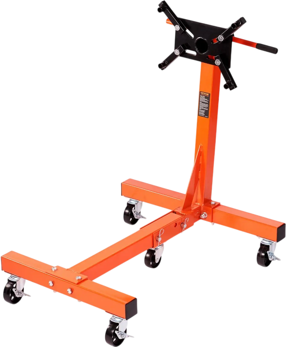 VEVOR Engine Stand, 1500 lbs (3/4 Ton) Rotating Engine Motor Stand with 360 Degree Adjustable Head, Cast Iron Folding Motor Hoist Dolly, 5-Caster, 4 Adjustable Arms, for Vehicle Maintenance
