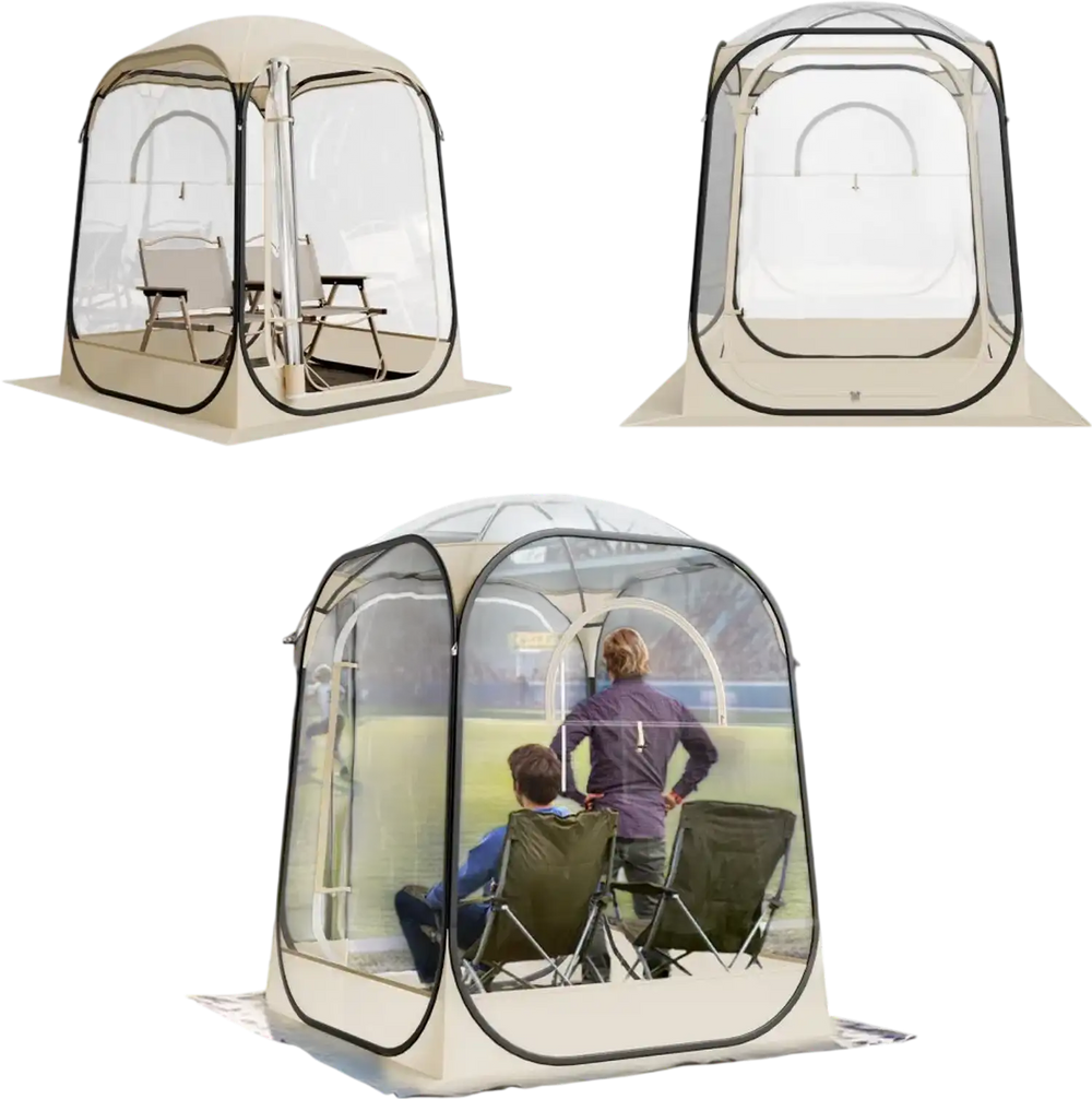 VEVOR Pop up Sports Tent, 50x50 in Clear Bubble Tent for 1 Person, Waterproof Outdoor Pod with Floor Mat & Top Cover, Garden Igloo Dome Tents Camping Shelter for Events Fishing Cheering