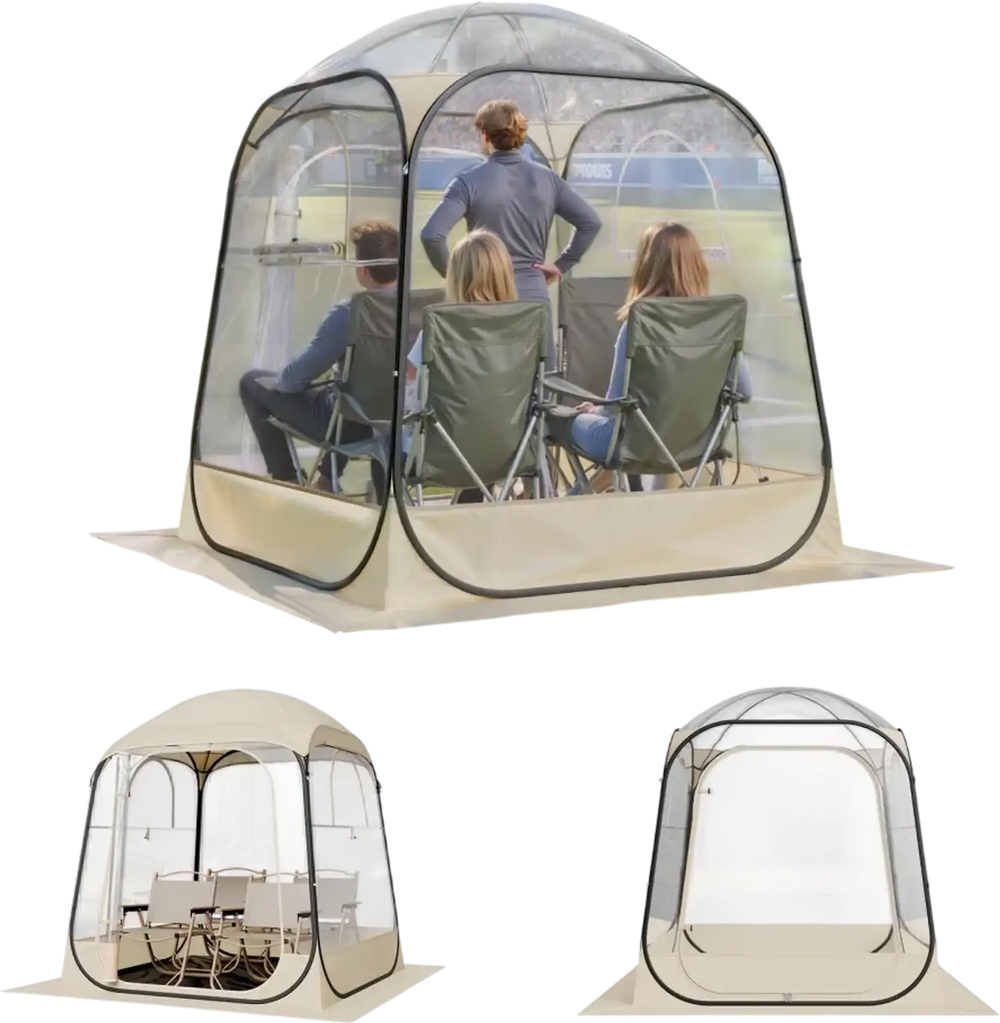 VEVOR Pop up Sports Tent, 63x63 in Clear Bubble Tent for 2-4 Persons, Waterproof Outdoor Pod with Floor Mat & Top Cover, Garden Igloo Dome Tents Camping Shelter for Events Fishing Cheering