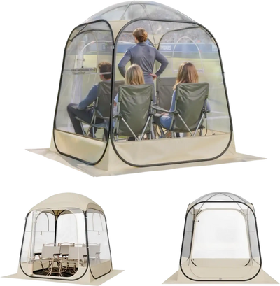VEVOR Pop up Sports Tent, 63x63 in Clear Bubble Tent for 2-4 Persons, Waterproof Outdoor Pod with Floor Mat & Top Cover, Garden Igloo Dome Tents Camping Shelter for Events Fishing Cheering