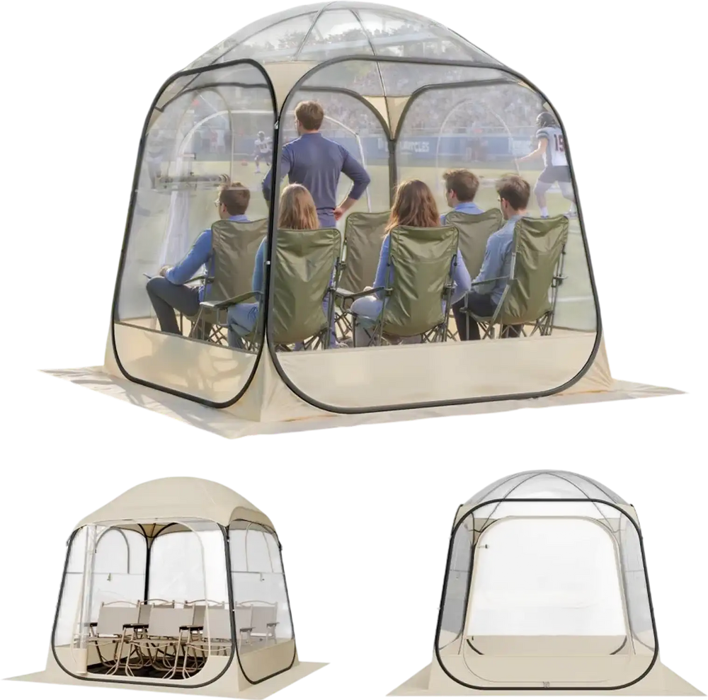 VEVOR Pop up Sports Tent, 72x72 in Clear Bubble Tent for 2-4 Persons, Waterproof Outdoor Pod with Floor Mat & Top Cover, Garden Igloo Dome Tents Camping Shelter for Events Fishing Cheering