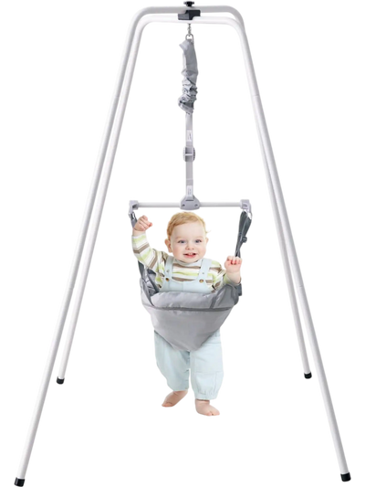 VEVOR Baby Jumper with Stand, Height-Adjustable Baby Jumpers and Bouncers, 35LBS Loading Toddler Infant Jumper for 3+ Months, Quick-Folding Indoor/Outdoor Jumper Exerciser Gift for Babies