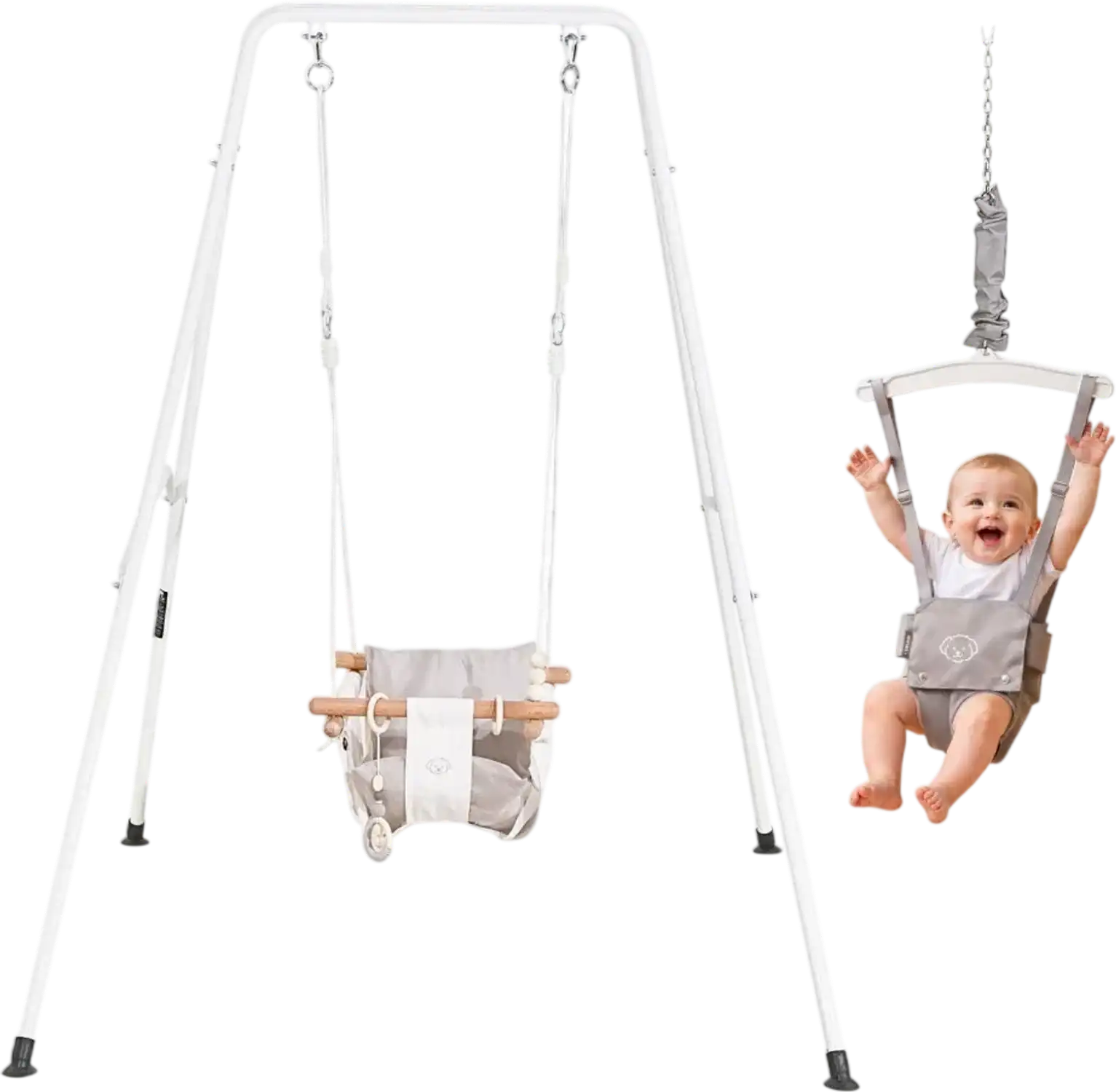 Vevor Swing Set Toddler Swing and Jumper 2-in-1 Gray New
