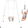 VEVOR Toddler Swing and Jumper, 2 in 1 Swing Set and Bouncer, Soft Cushion with Foldable A-Frame Metal Stand, Heavy-Duty Thick Ropes, Easy to Install and Store, for Indoor or Outdoor Play, Gray
