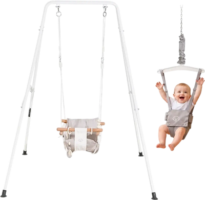Vevor Swing Set Toddler Swing and Jumper 2-in-1 Gray New