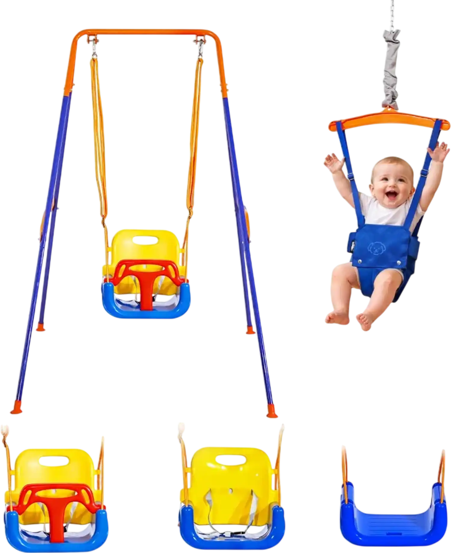 Vevor Swing Set Toddler Swing and Jumper 2-in-1 Bouncer with Foldable A-Frame Stand New