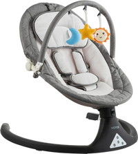 VEVOR Baby Swing, 5-Speed Baby Rocker with 3 Seat Position, Portable Infant Swing for Newborn with PVC Touch Panel, Remote Control, Bluetooth, 10 Lullabies & Toy Bar for 0-9 Month/0-20 lbs Boys Girls