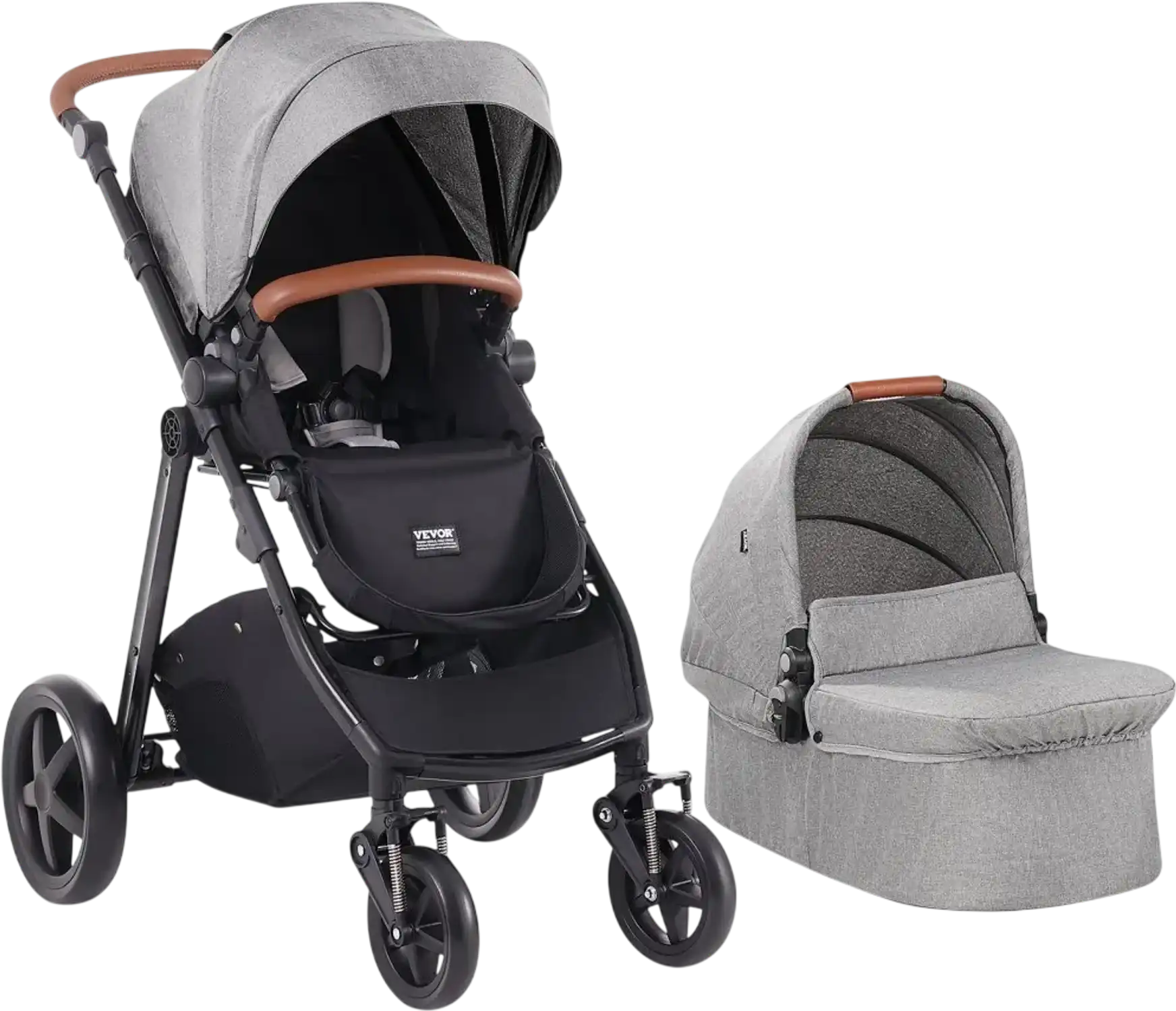 Vevor Stroller Travel System with Infant Bassinet 2-in-1 Baby Cradle Combo Dark Gray New
