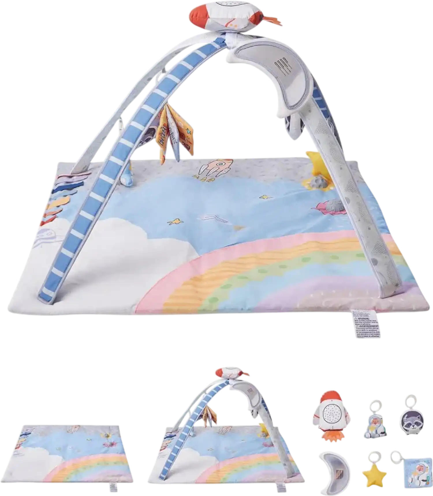 Vevor Baby Play Gym Mat Tummy Time Activity Mat with 6 Sensory Toys New