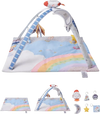 VEVOR Baby Play Gym Mat, Tummy Time Mat with 6 Sensory Toys, Baby Activity Mat with Light-up Musical Rocket Toy for 0-18 Month Newborn Infant, Baby Essential Gift for Sensory & Motor Skill Development