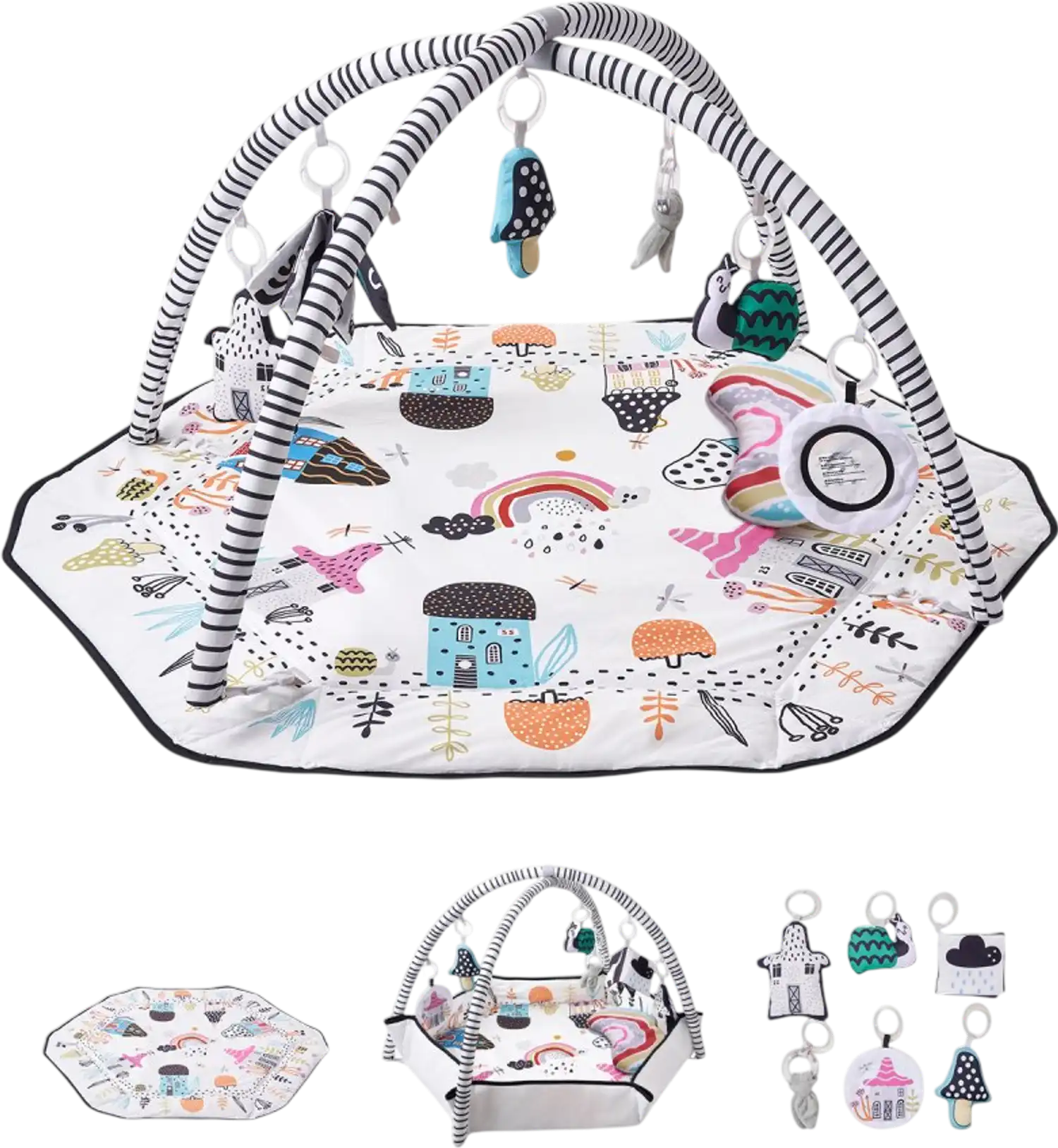 Vevor Baby Play Gym Mat Tummy Time Activity Mat with 6 Sensory Toys 41.7