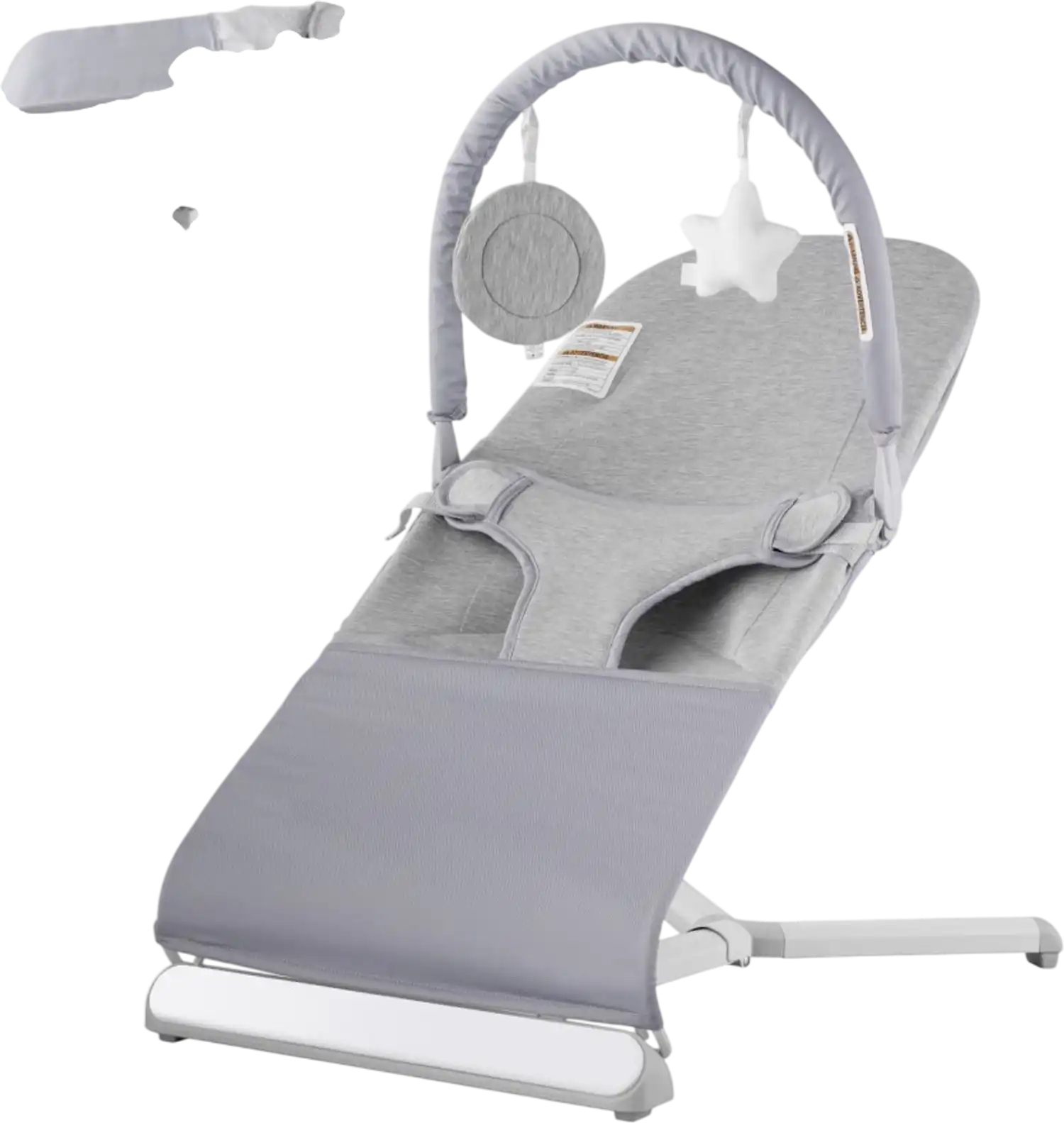 Vevor Baby Bouncer Folding Infant Rocker Seat Chair with Toy Bar Light Gray New
