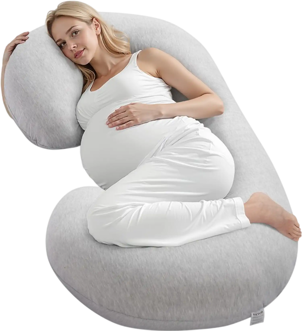 VEVOR Pregnancy Pillow, C-Shaped Full Body Maternity Pillow for Sleeping, Ultra-Soft and Breathable Pregnant Support Pillows with Removable & Washable Cover, Perfect for Back, Belly, Hip, Legs Relief