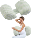 VEVOR Pregnancy Wedge Pillow, W-Shaped Maternity Pillow for Pregnant Women, Soft and Breathable Pregnancy Pillow with Removable & Washable Cover for Back Belly Hips Support, Lightweight and Portable
