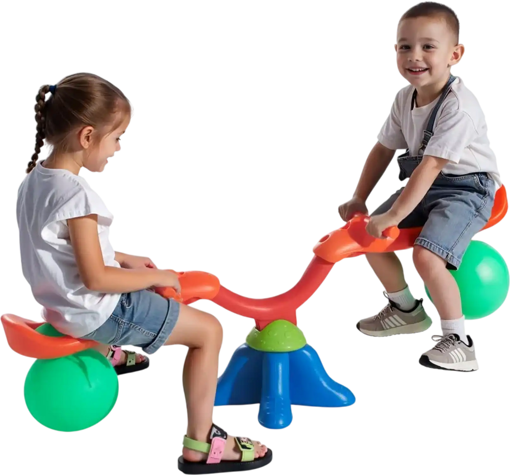 VEVOR Kids Seesaw, 55 lbs Load Capacity per Seat, Sit and Spin Teeter Totter with Handles, Kids Outdoor Playground Equipment, Swiveling 360 Degrees Rotating for Children Aged 3+, Multi Colored