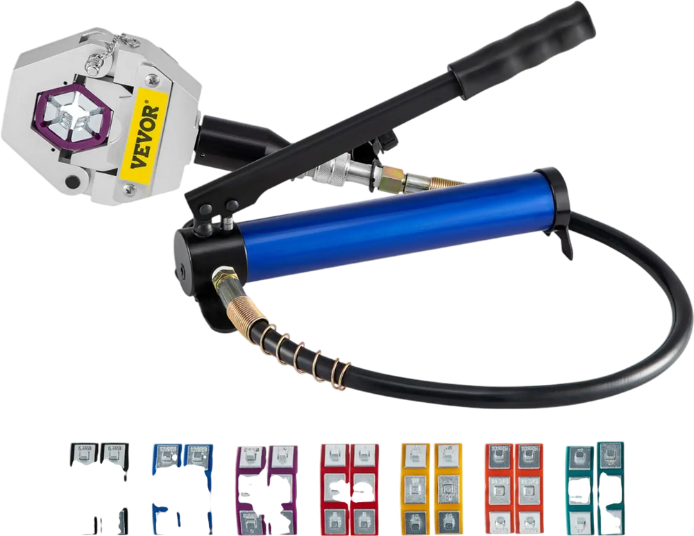 VEVOR Manually Operated AC Hose Crimper FS-7842B Separable Hydraulic Hose Crimper Kit Manual Piston Valve For Aluminum Pump Air Conditioning Repair with 7 Dies Whole Set Handheld AC Hose